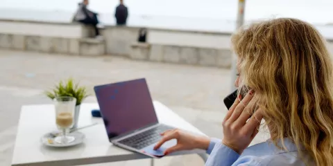 Woman talking on the telephone